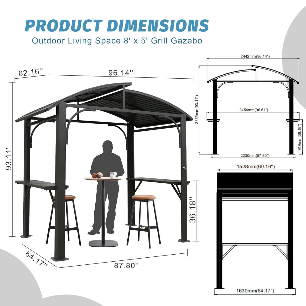 Stylish BBQ Grill Gazebo with Canopy and Side Shelves