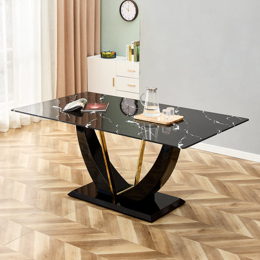 Sleek Black Marble Dining & Office Table