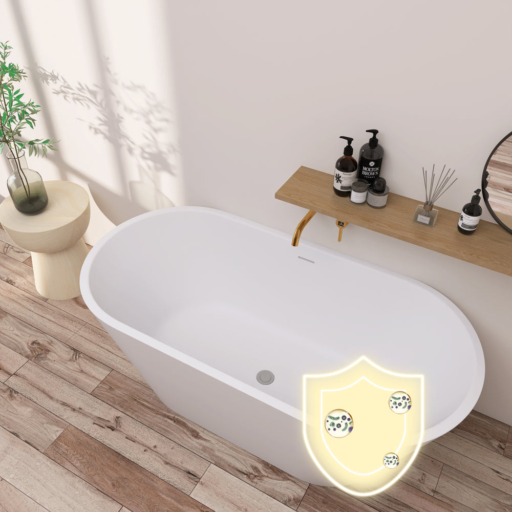 Classic Oval Freestanding Soaking Tub - Luxurious White Design