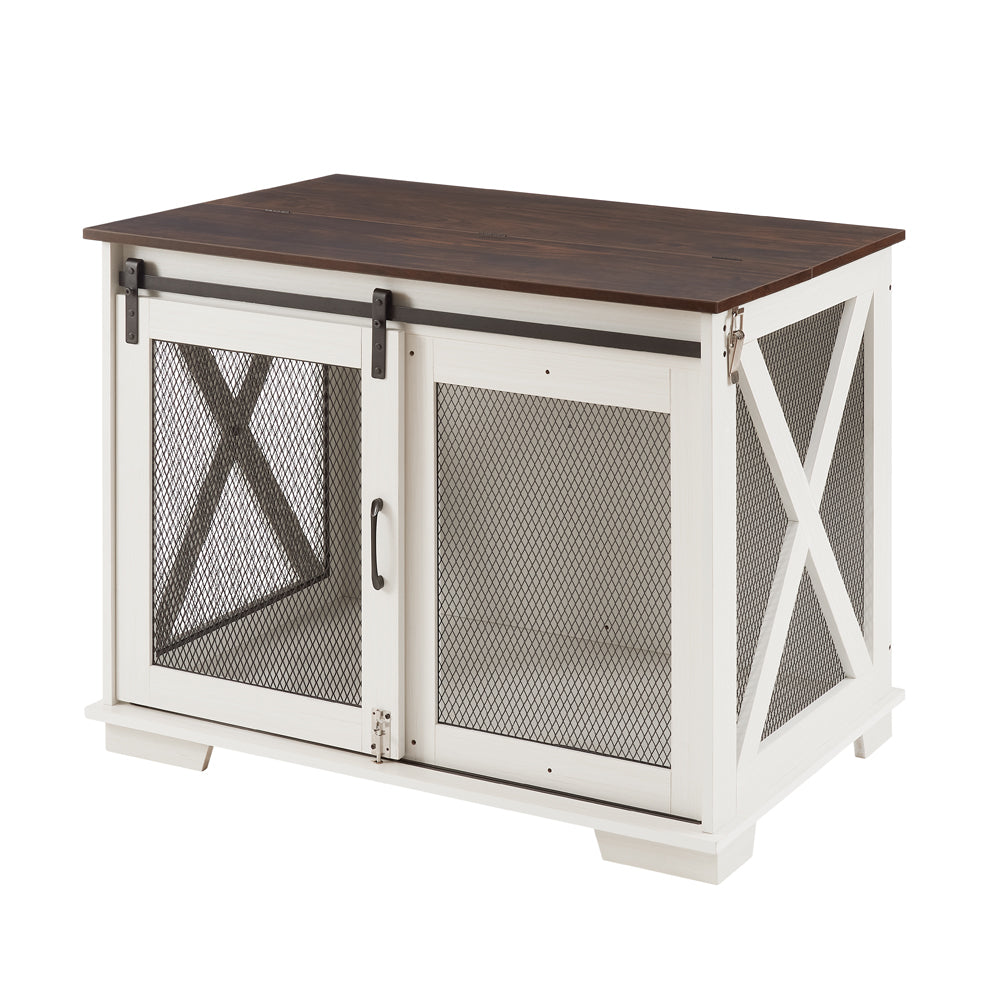 Charming Dog Crate End Table with Barn Door