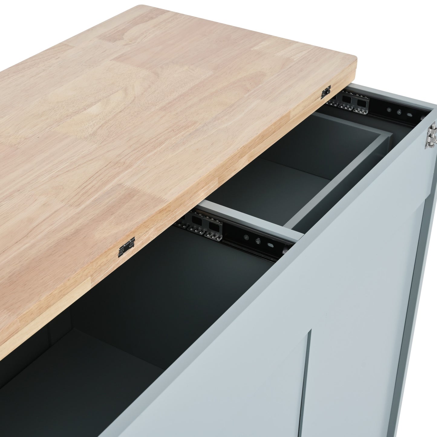 Rolling Kitchen Island with Foldable Top and Storage