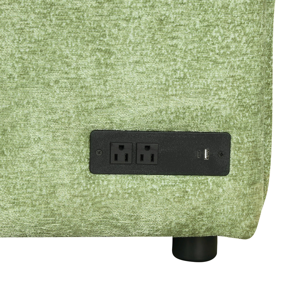 Cozy Green Convertible Sofa Bed with Storage & USB Charging