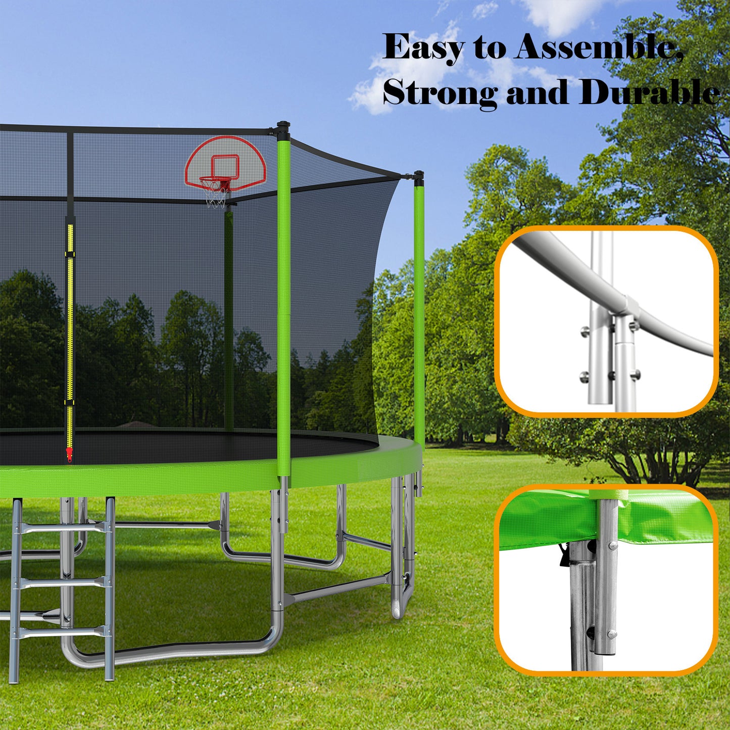 Bounce & Shoot Trampoline Adventure with Balance Bar & Safety Net