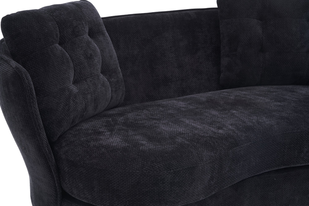 Chic Black Loveseat with Gold Legs