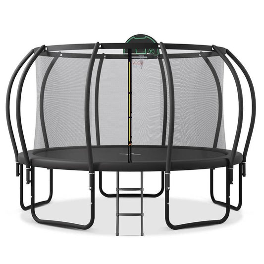 Jump & Play Trampoline with Safety Enclosure and Basketball Hoop
