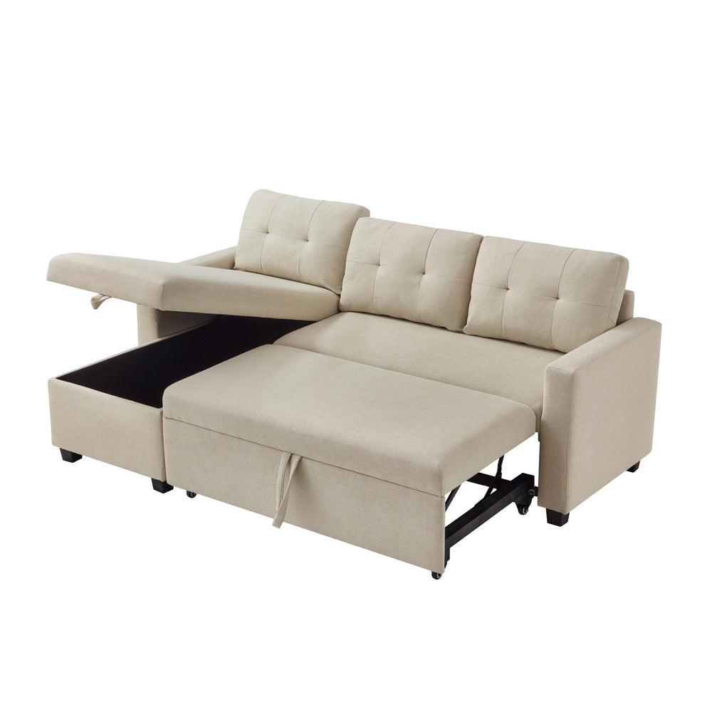 Beige Convertible Storage Sofa Sectional