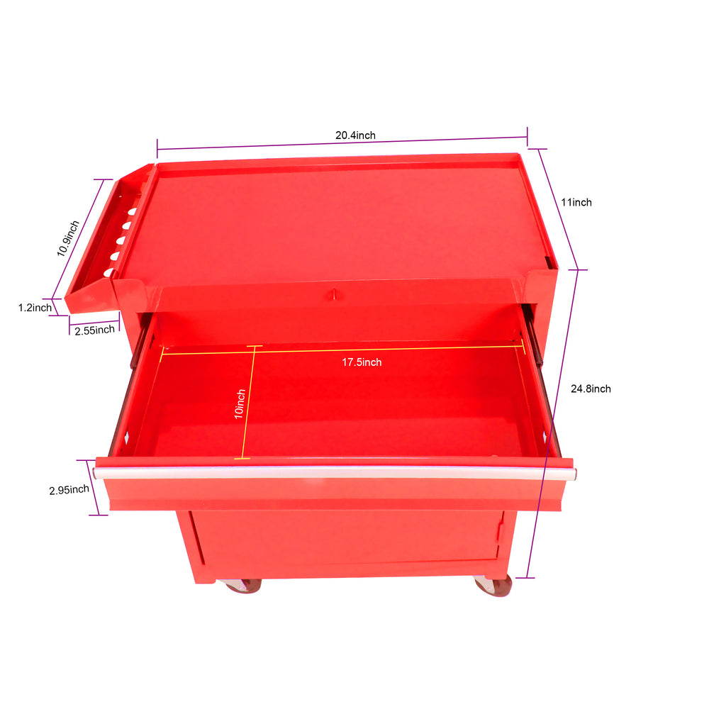 Red Tool Chest with Adjustable Shelf & Bottom Cabinet