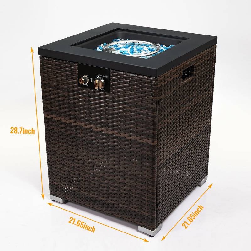 Cozy Wicker Fire Column with Glass Shield