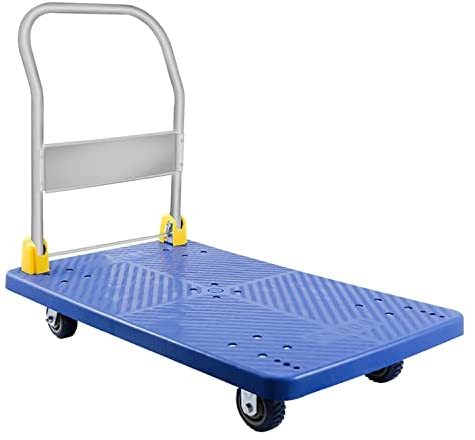 Blue Foldable Platform Truck with Swivel Wheels