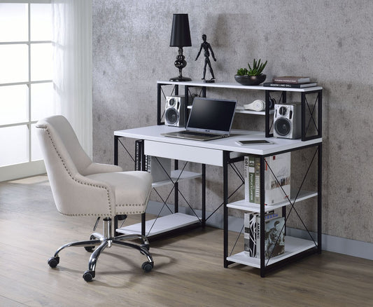 Sleek Duo Desk: Modern White & Black Design