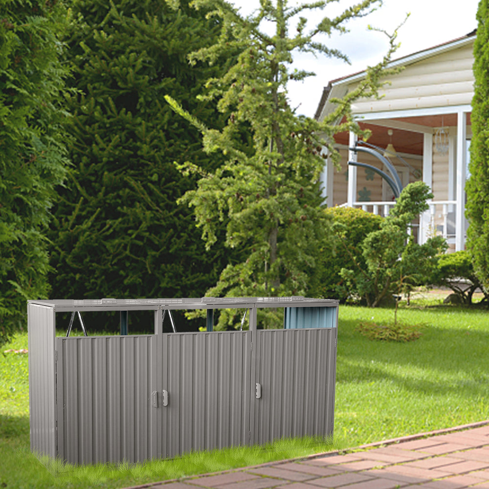 Trash Can Hideaway - Stylish Metal Shed for Outdoor Storage