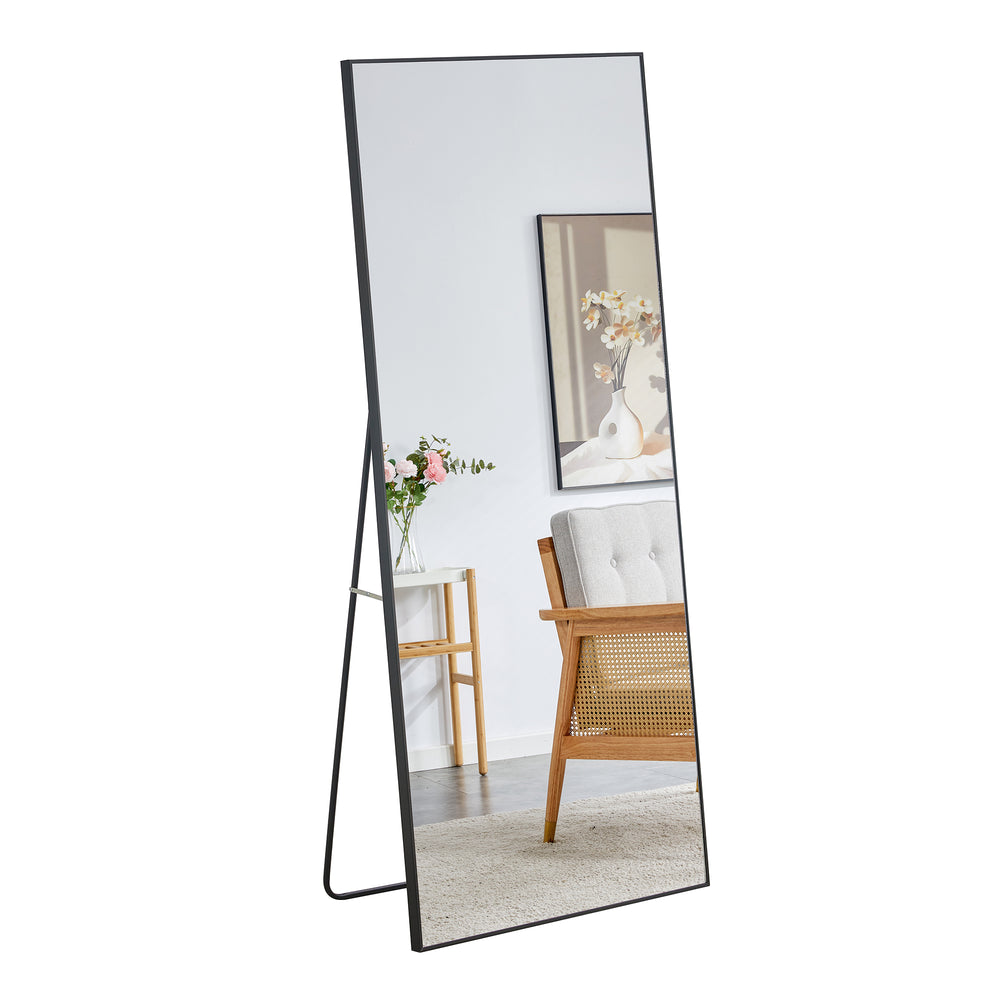 Chic Full-Length Black Wood Mirror