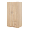 Natural Wooden Double Door Armoire with Shelves & Rod