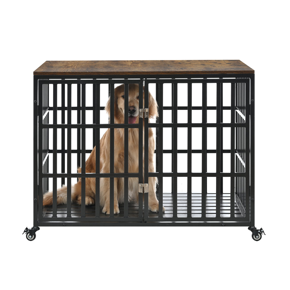 Stylish Heavy Duty Dog Crate with Wheels