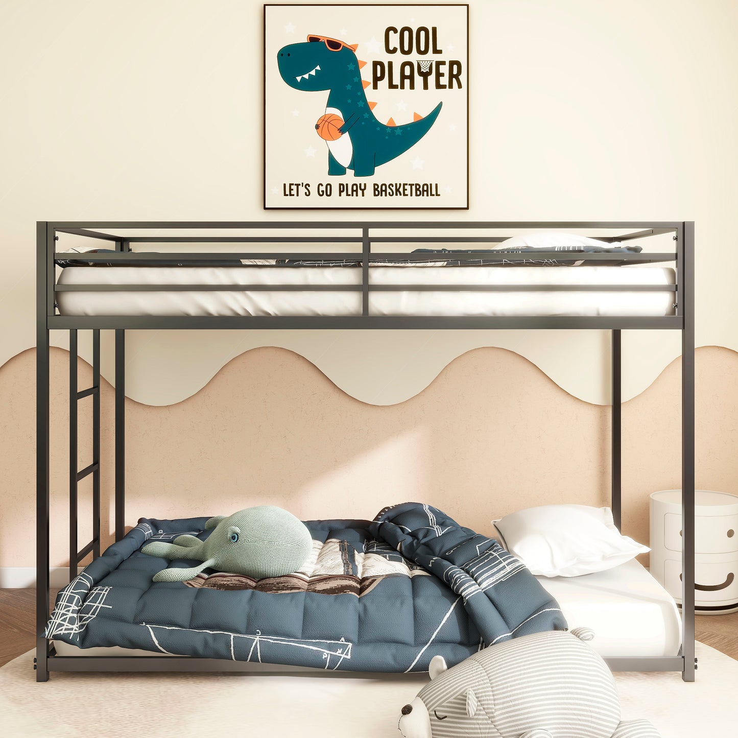 Sturdy Black Metal Bunk Bed – Perfect for Kids and Adults!