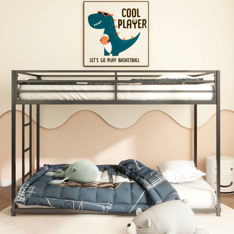 Sturdy Black Metal Bunk Bed – Perfect for Kids and Adults!