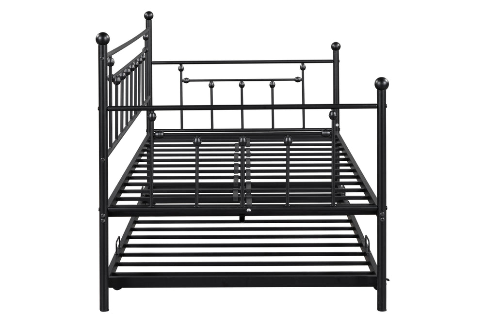 Vintage Metal Twin Daybed with Trundle - Stylish & Space-Saving Comfort