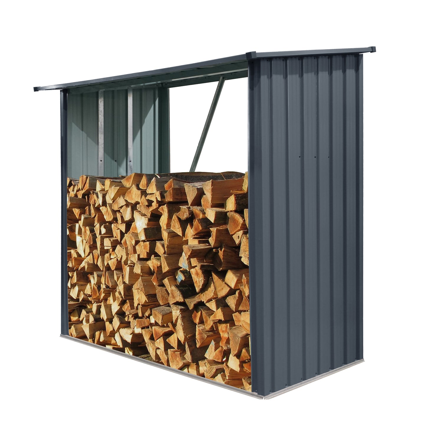 Stylish Outdoor Firewood Rack with Sloped Roof