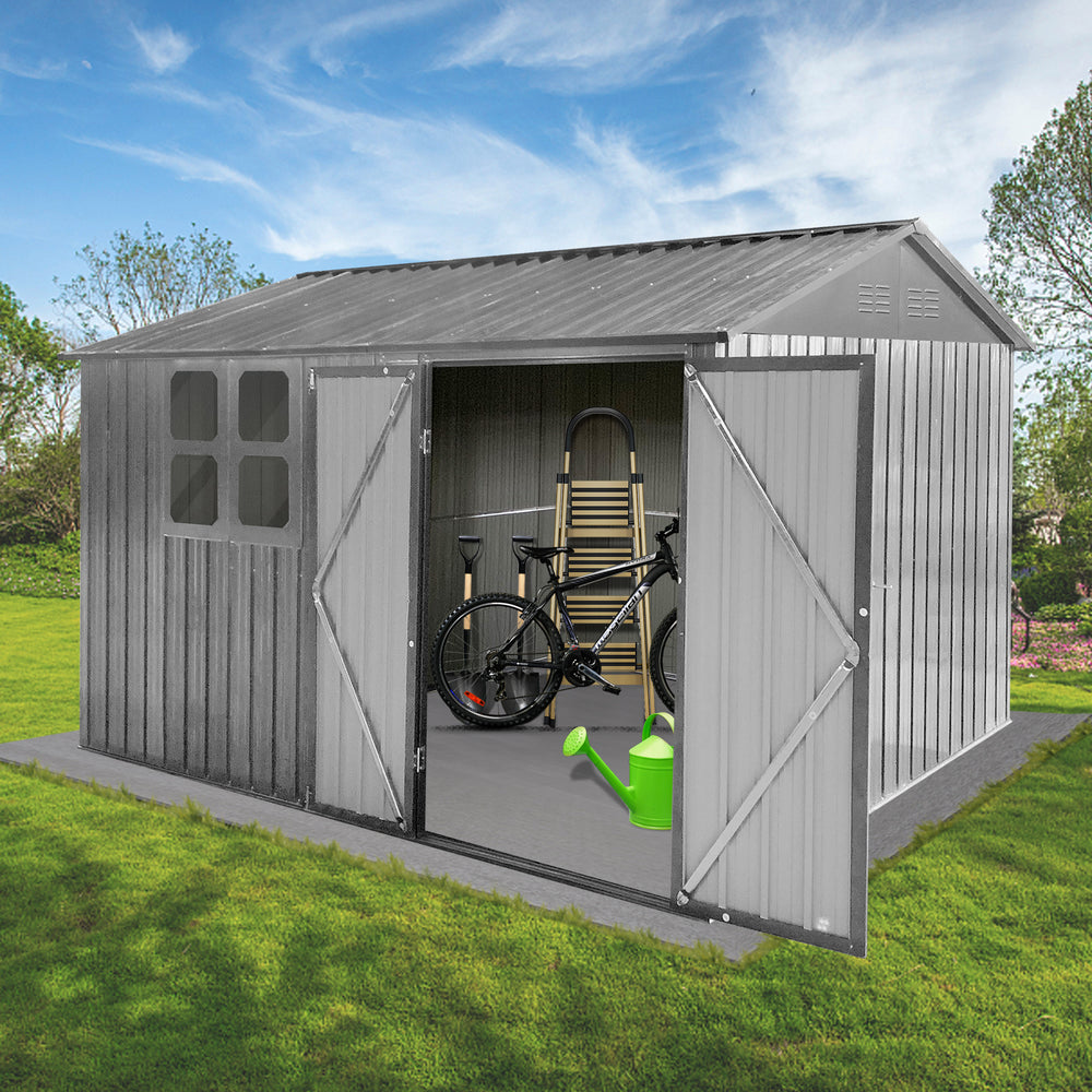 Stylish Grey Garden Shed with Window