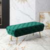 Velvet Glam Bench in Green with Gold Legs