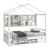 Cozy Twin House Bed with Roof & Storage
