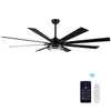 Smart Matte Black Ceiling Fan with Remote