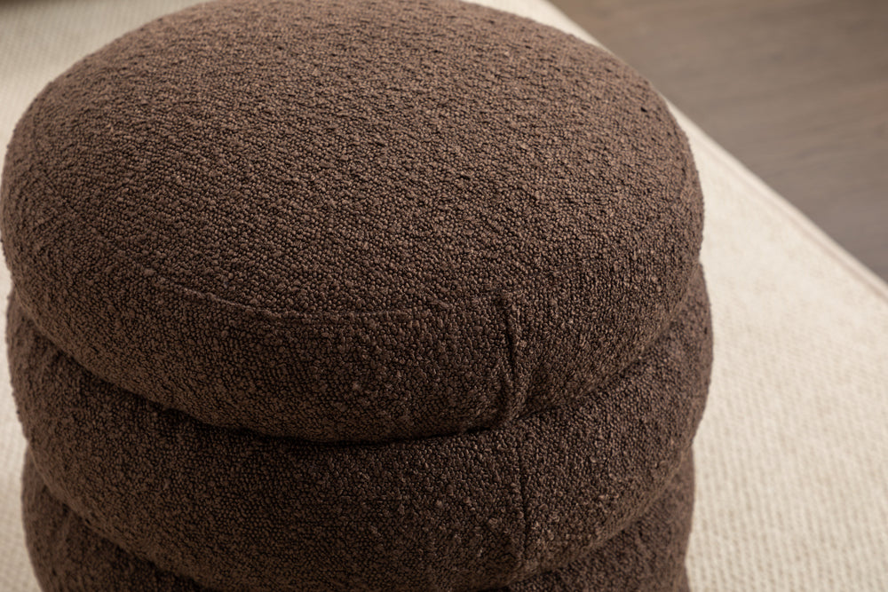 Chic Brown Boucle Ottoman