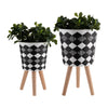 Stylish Diamond Planter with Wooden Legs