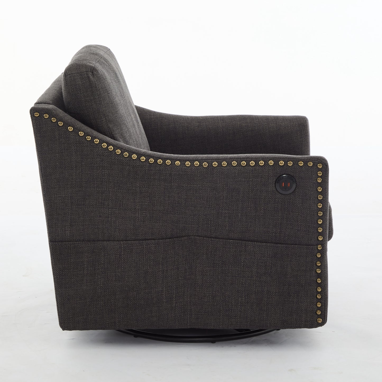 Chic Swivel Accent Chair with USB & Storage