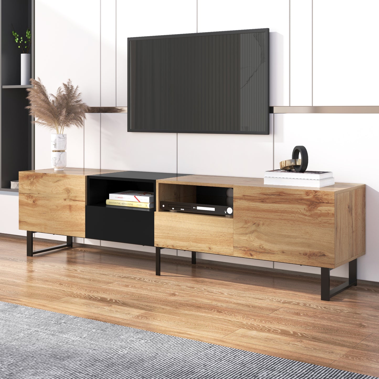 Sleek Media Console with Drop-Down Door and Ample Storage