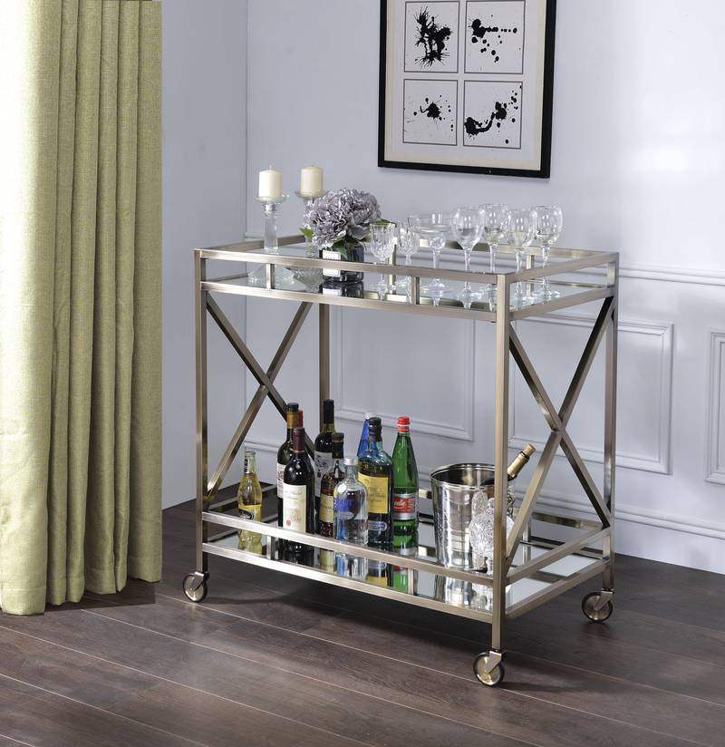 Golden Elegance Serving Cart