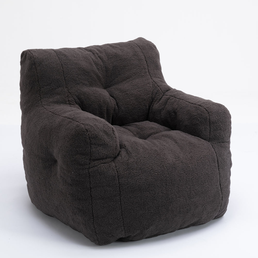 Cozy Teddy Bean Bag Chair in Dark Gray