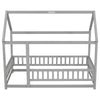 Cozy House-Style Twin Bed with Guardrails in Grey