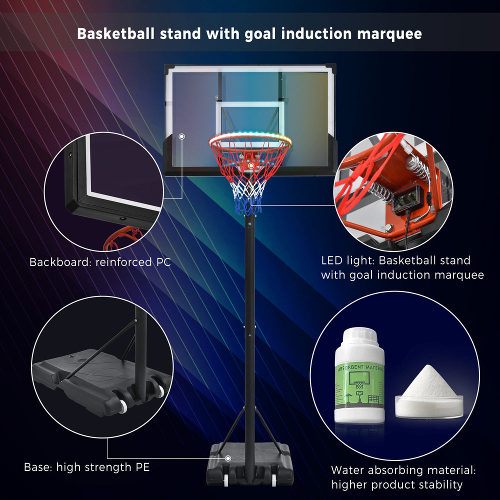 Glow-Up Adjustable Basketball Hoop - Play Day or Night!