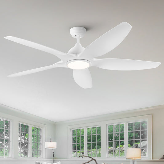 Sleek LED Ceiling Fan with White Blades