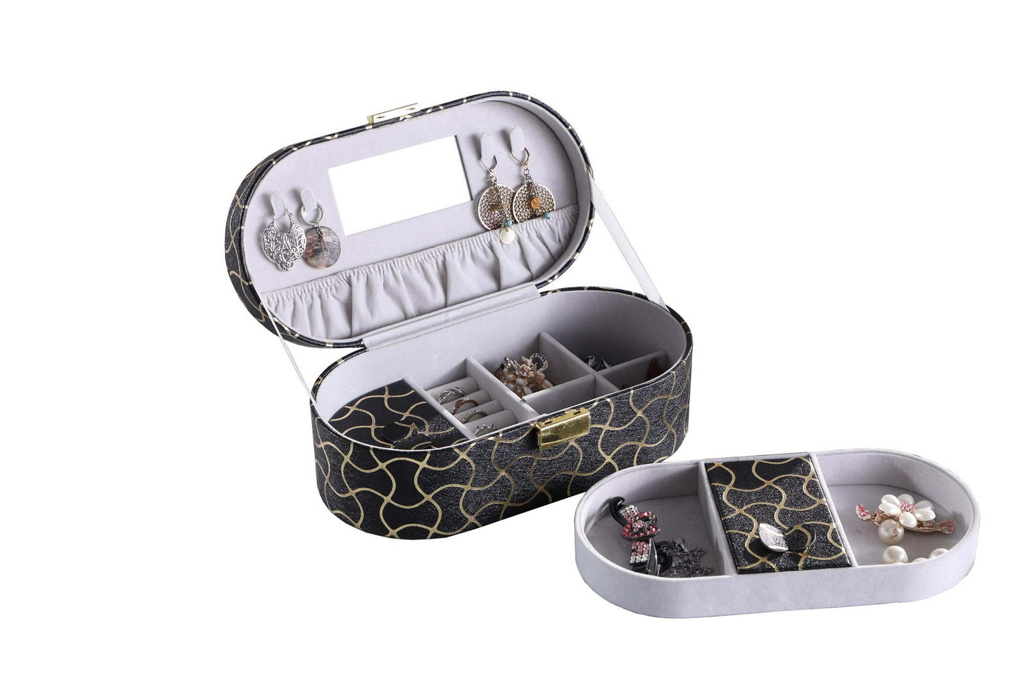 Swirl Elegance Jewelry Case with Mirror