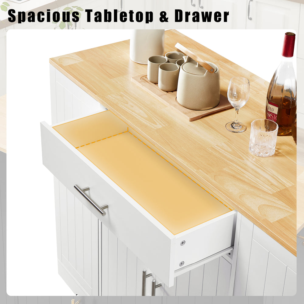 Spacious Kitchen Island with Trash Bin & Storage