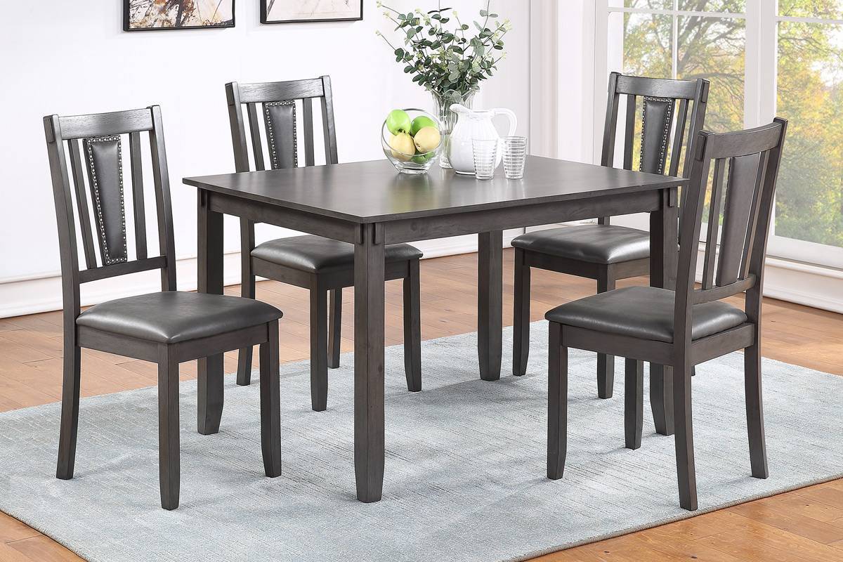 Chic Grey Dinette Set with Cozy Cushioned Chairs