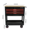 Rolling Tool Cart with Wooden Top and Storage Drawers