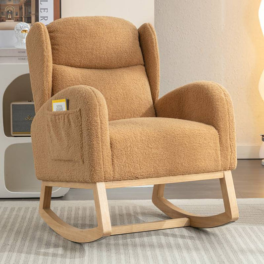 Cozy Teddy Rocking Chair in Khaki