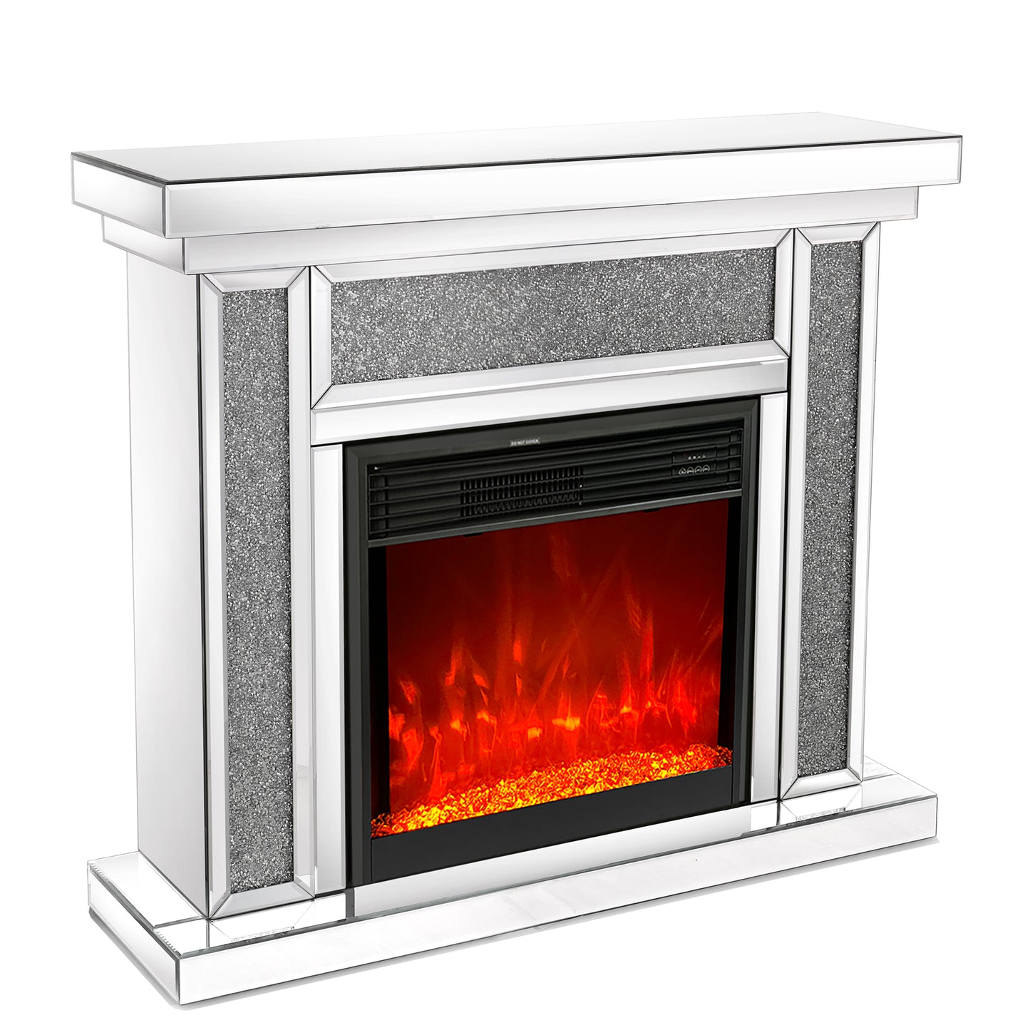 CozyGlow Mirrored Fireplace with Remote & Colorful Flames