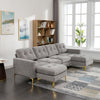 Cozy L-Shaped Sectional Sofa with Movable Ottoman - Light Grey