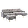 Cozy L-Shaped Sectional Sofa with Movable Ottoman - Light Grey