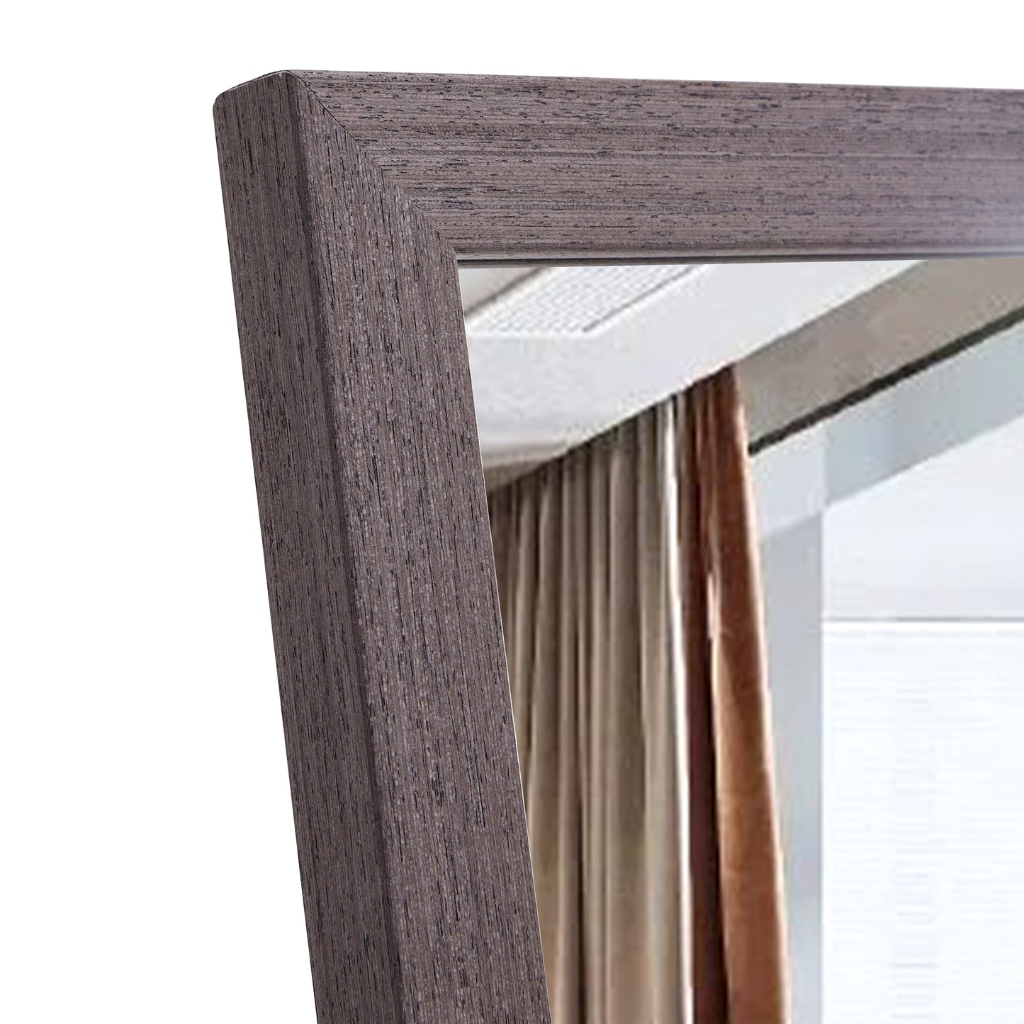 Elegant Gray Wood Full-Length Mirror