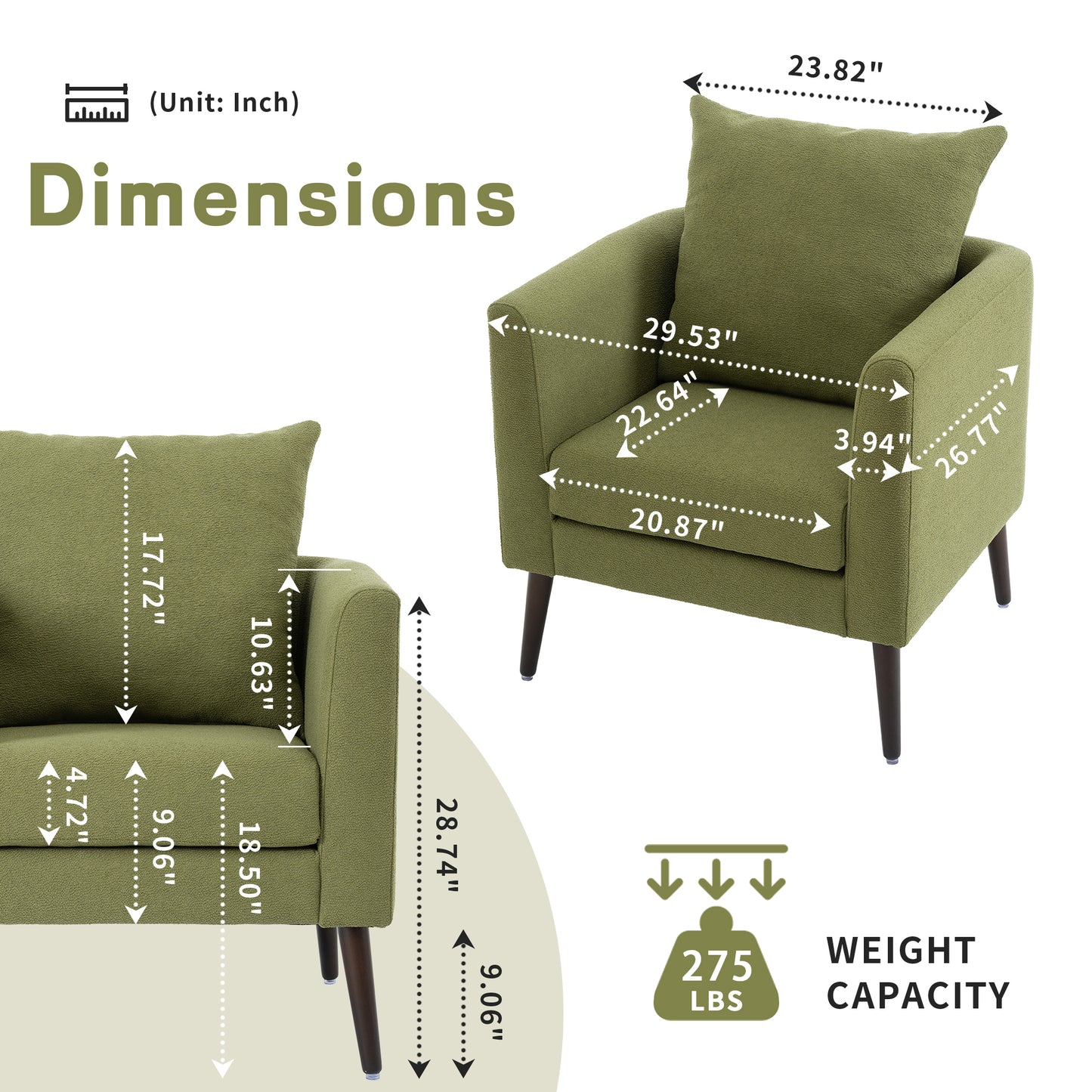 Olive Green Modern Barrel Chair