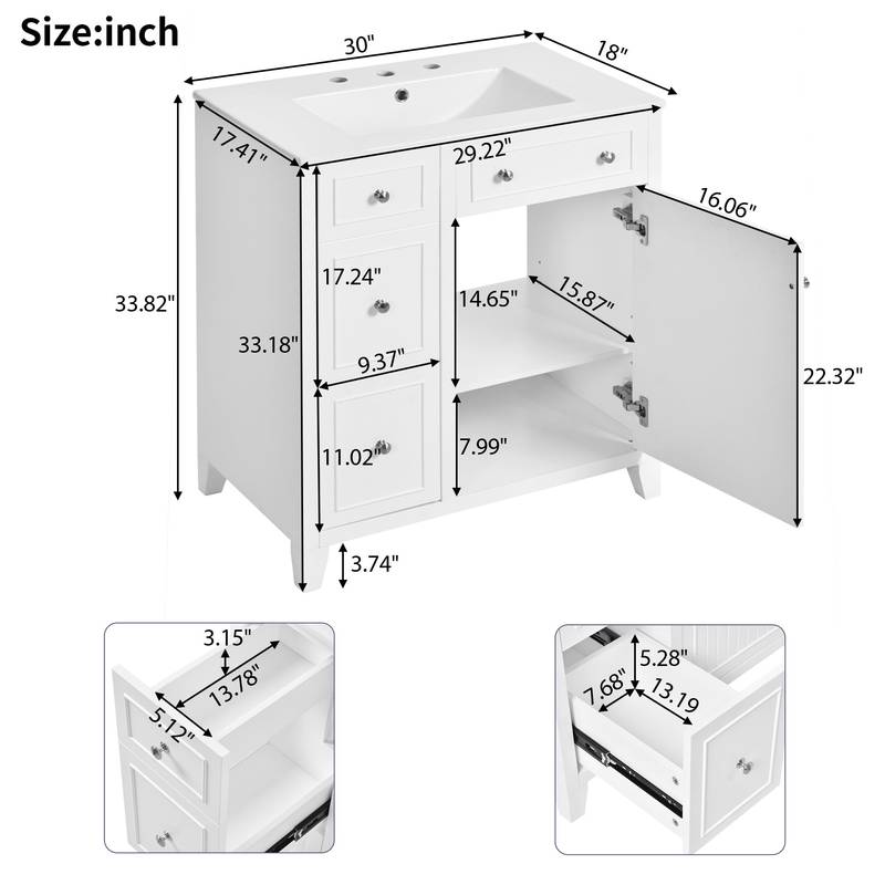 Chic Bathroom Vanity with Ceramic Sink & Smart Storage