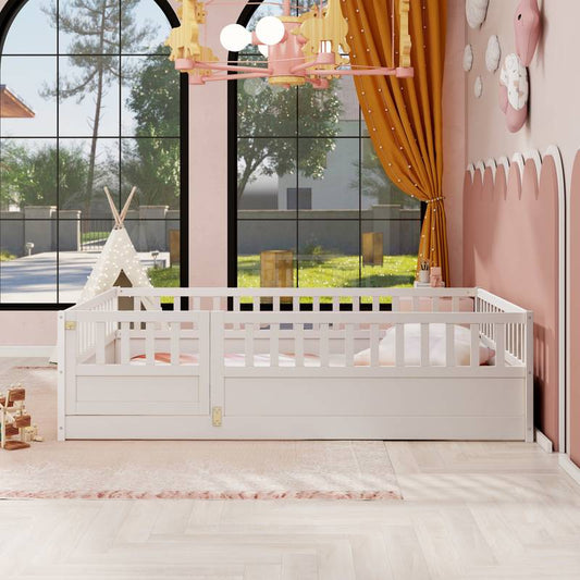 Cozy Kids' Montessori Floor Bed with Safety Barrier