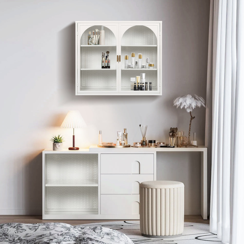 Chic Woven White Wall Cabinet