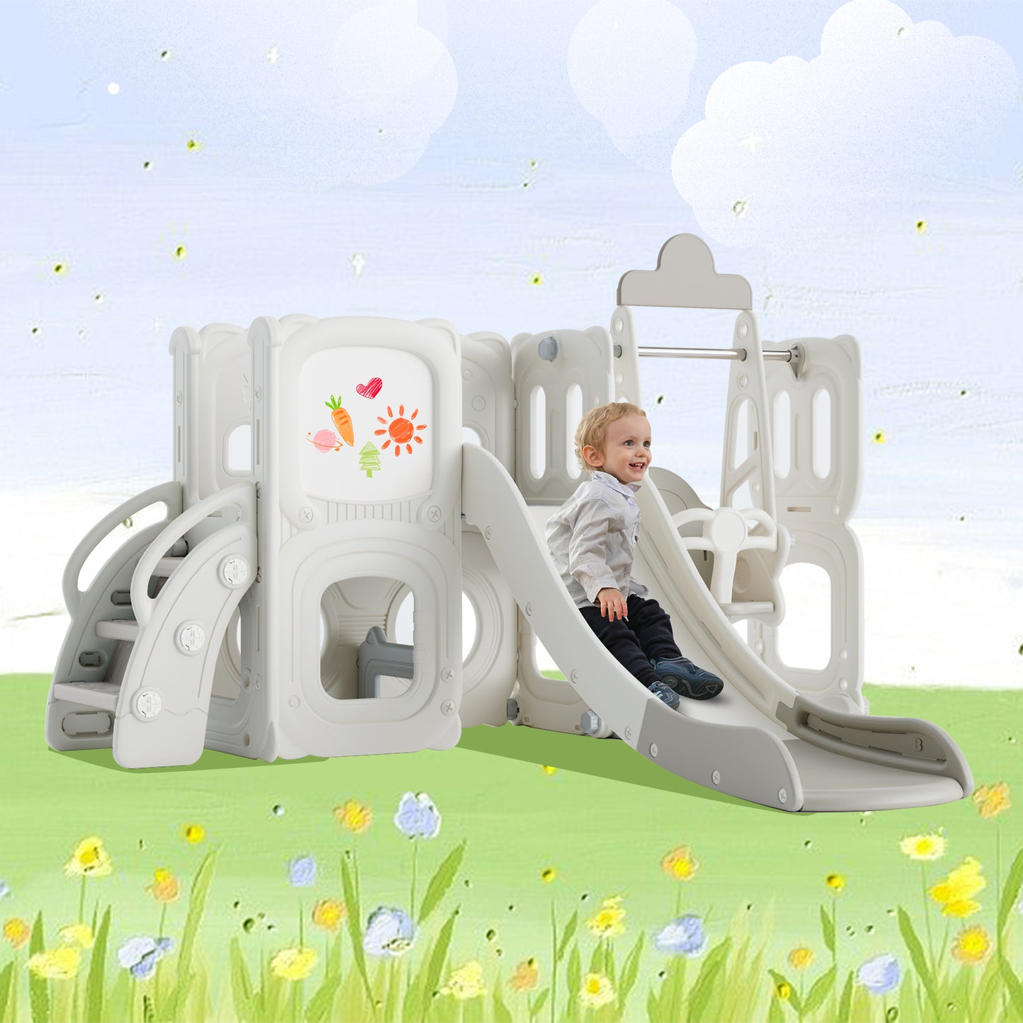 Playtime Adventure Set: Slide, Swing & Draw for Toddlers