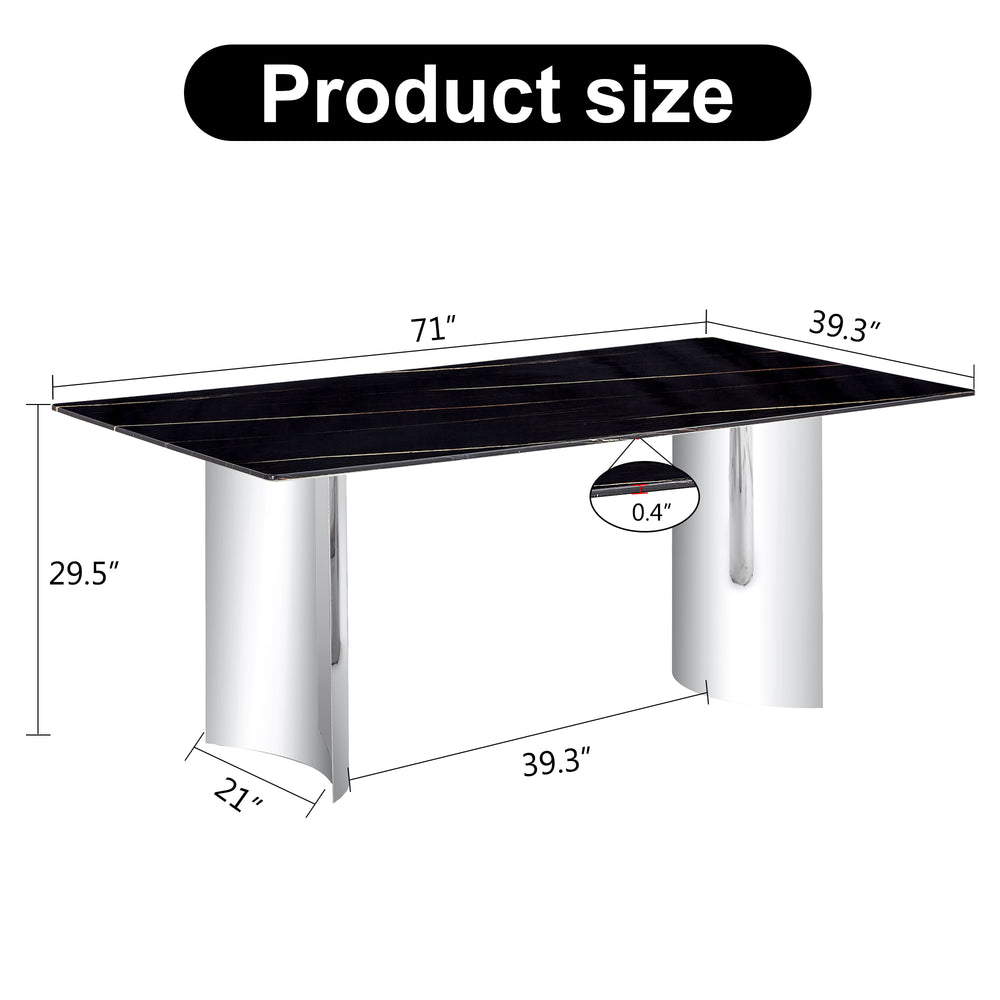 Sleek Black Marble Dining Table